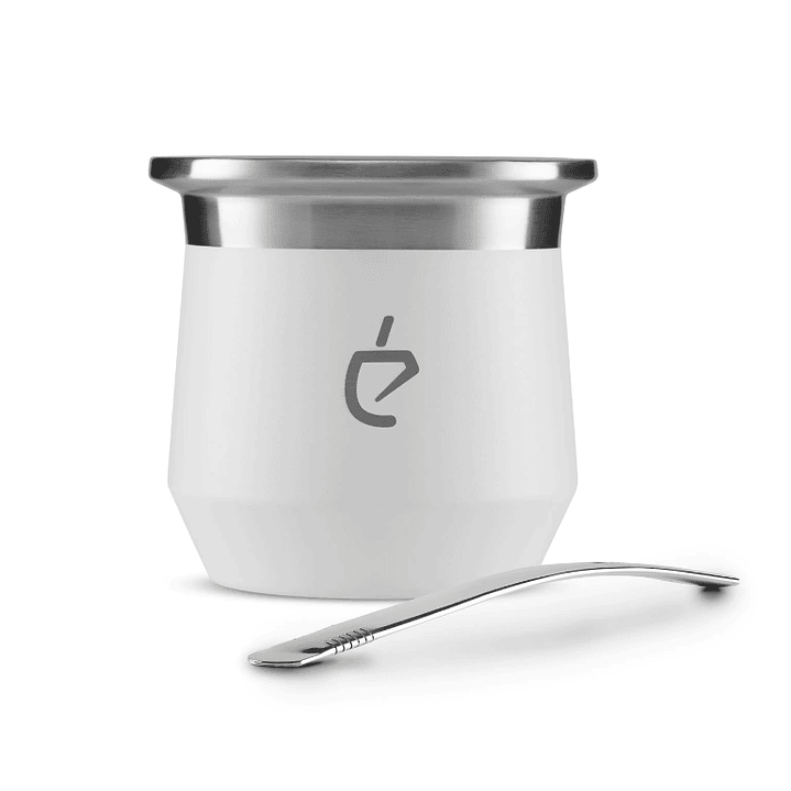 Un Mate Perla White + Bombilla Plana 1