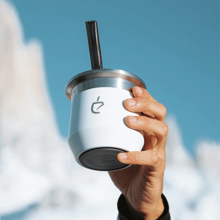 Un Mate Perla White + Bombilla Plana 4