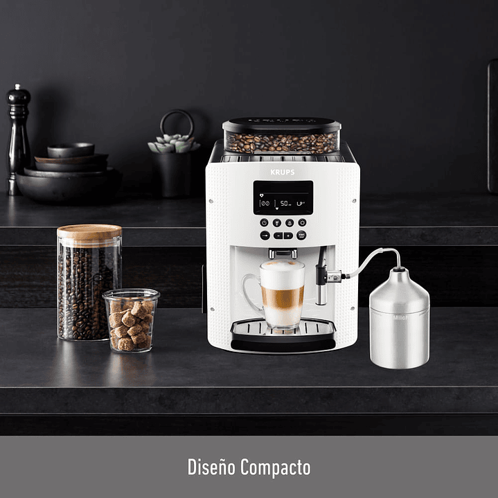 Cafetera Espresso Krups Full Auto Display Blanca + Lechero 2