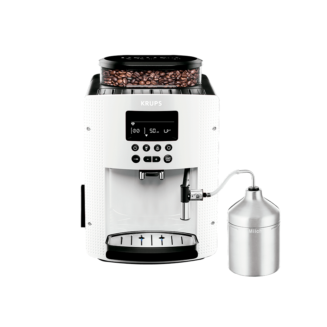 Cafetera Espresso Krups Full Auto Display Blanca + Lechero 1
