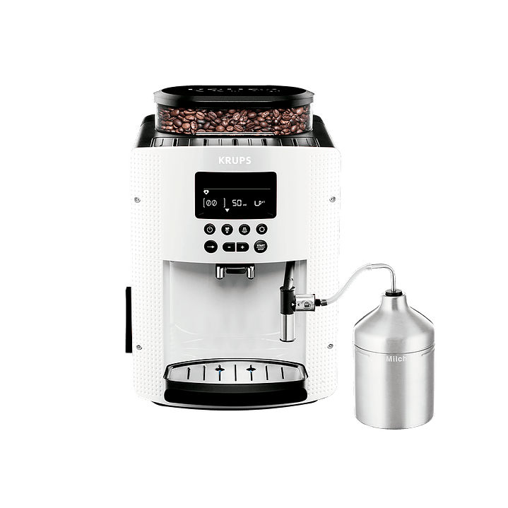 Cafetera Espresso Krups Full Auto Display Blanca + Lechero 1