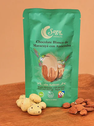 Sagu Chocolate Blanco Maracuya con Almendras Sin Azúcar 60Gr