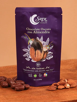 Sagu Chocolate Oscuro con Almendras 60% Cacao - 60gr