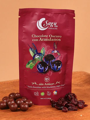 Sagu Chocolate Oscuro con Arándanos 60% Cacao - 60gr