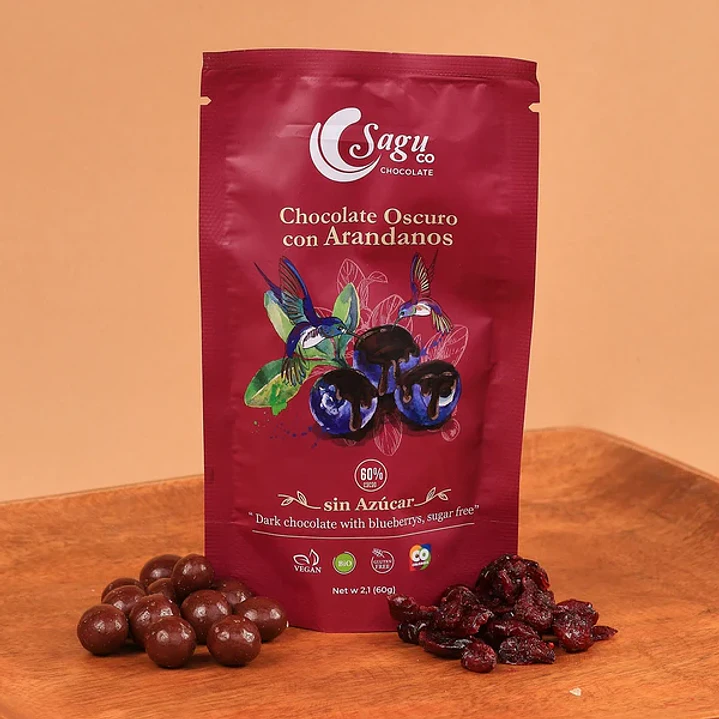 Sagu Chocolate Oscuro con Arándanos 60% Cacao - 60gr 1