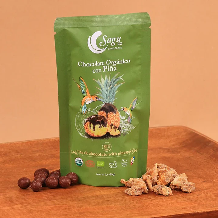Sagu Chocolate con Piña sin Azúcar 60% Cacao - 60gr 1