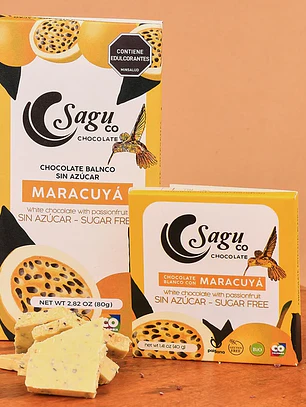 Sagu Tableta Chocolate Blanco Maracuyá sin Azúcar 80gr