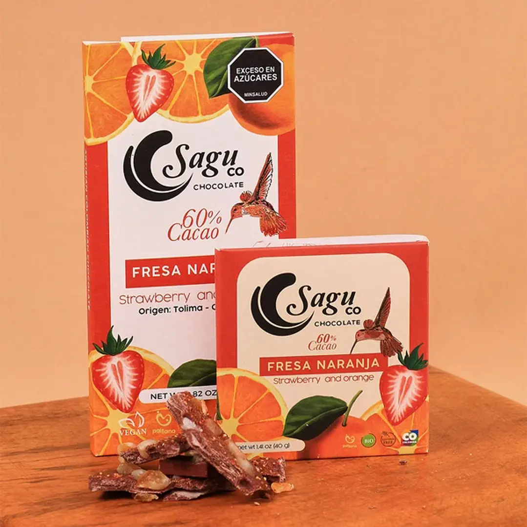 Sagu Tableta Chocolate Oscuro Fresa Naranja 60% Cacao - 80gr 1