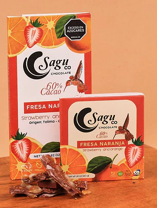 Sagu Tableta Chocolate Oscuro Fresa Naranja 60% Cacao - 80gr