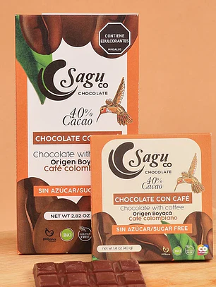 Sagu Tableta Chocolate con café Sin Azúcar 40% Cacao - 80gr