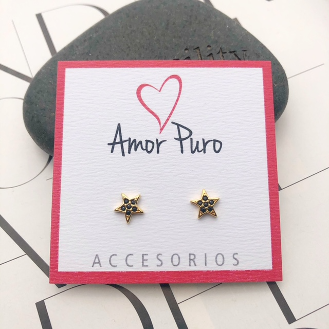 Aro Dorado Estrella Circon Negro