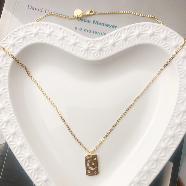 Collar Dorado Colgante Luna Estrella