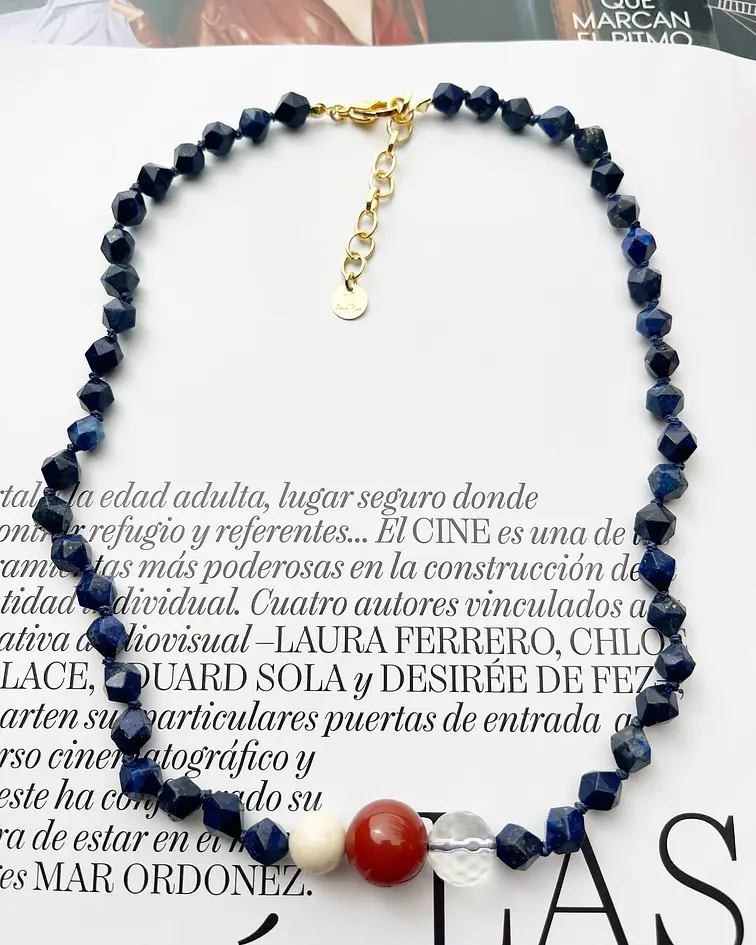 Collar piedra lapiz lasuli 40 cm