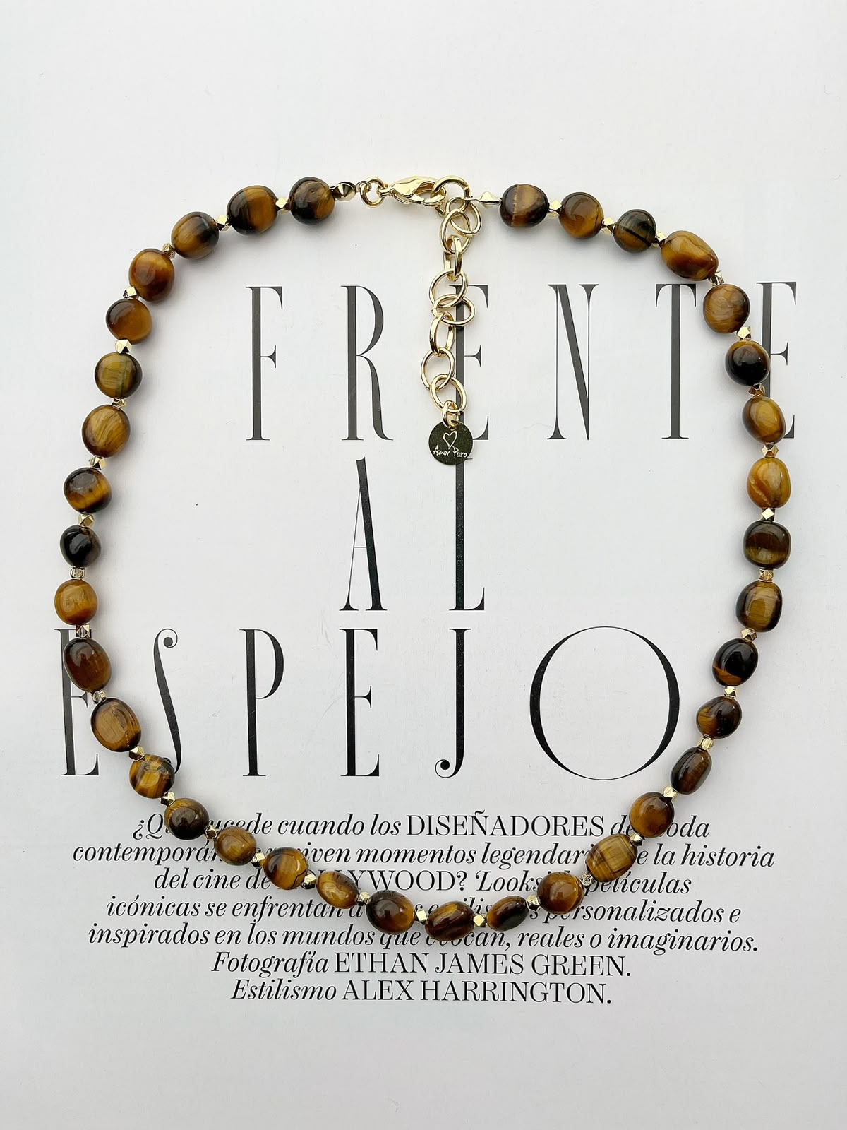 Collar Piedra Ojo De Tigre Y Volcanica Hombre Moda