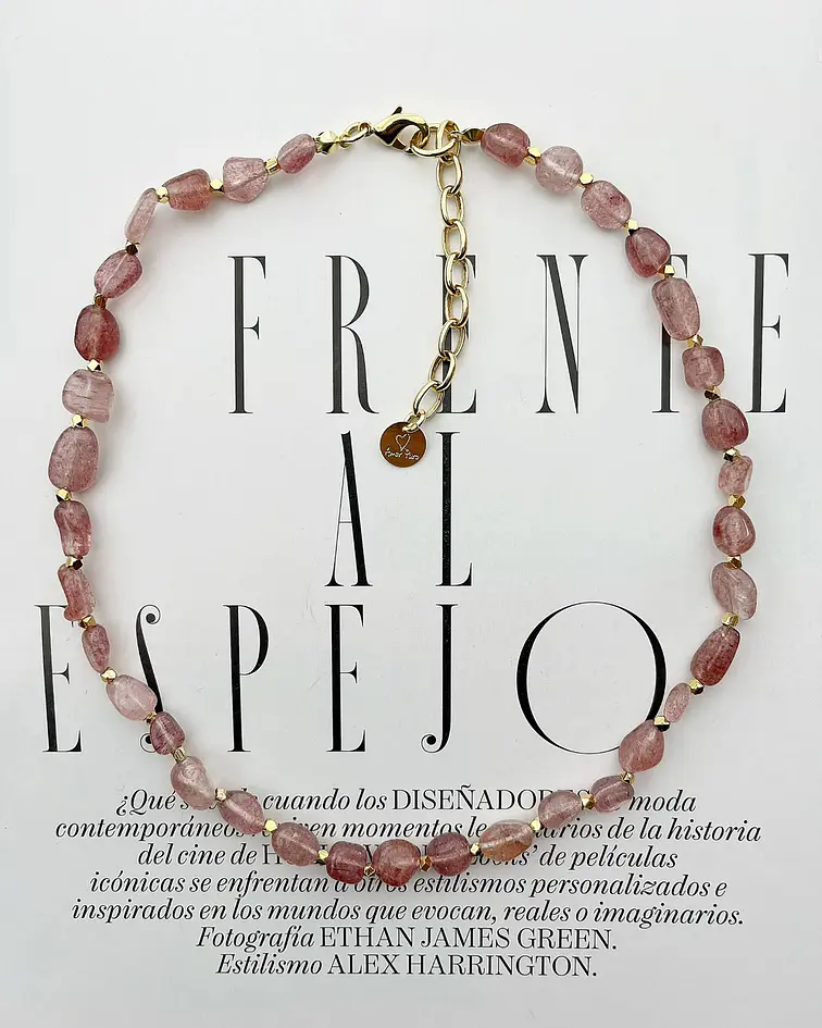 Collar Ana piedra cuarzo rosa