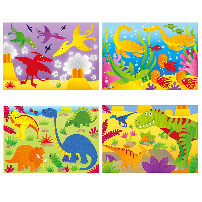 Set de 4 Puzzles progresivos Nivel 3 - Dinosaurios 2