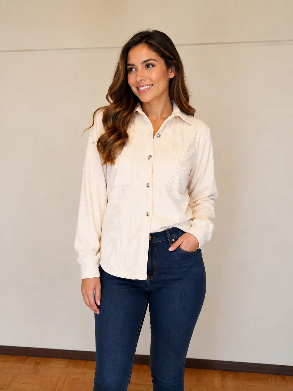 Camisa Cotelé Cata Mujer| Talla Única 14