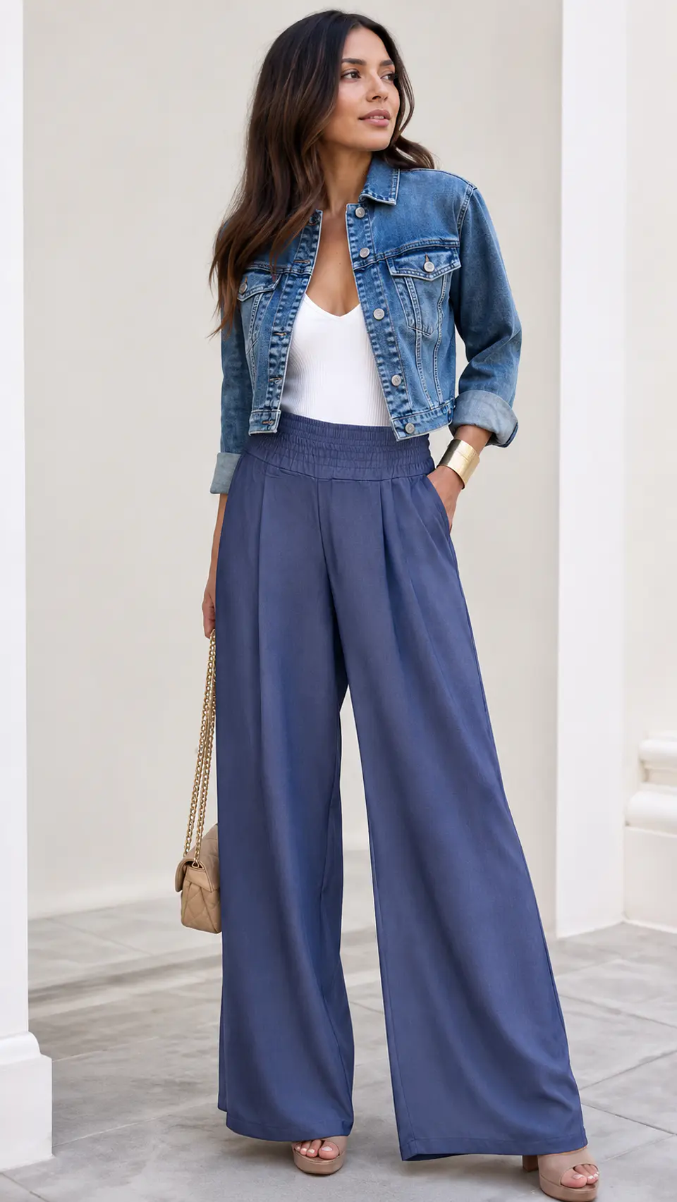 Pantalón Palazzo Paris Mujer Azul 3