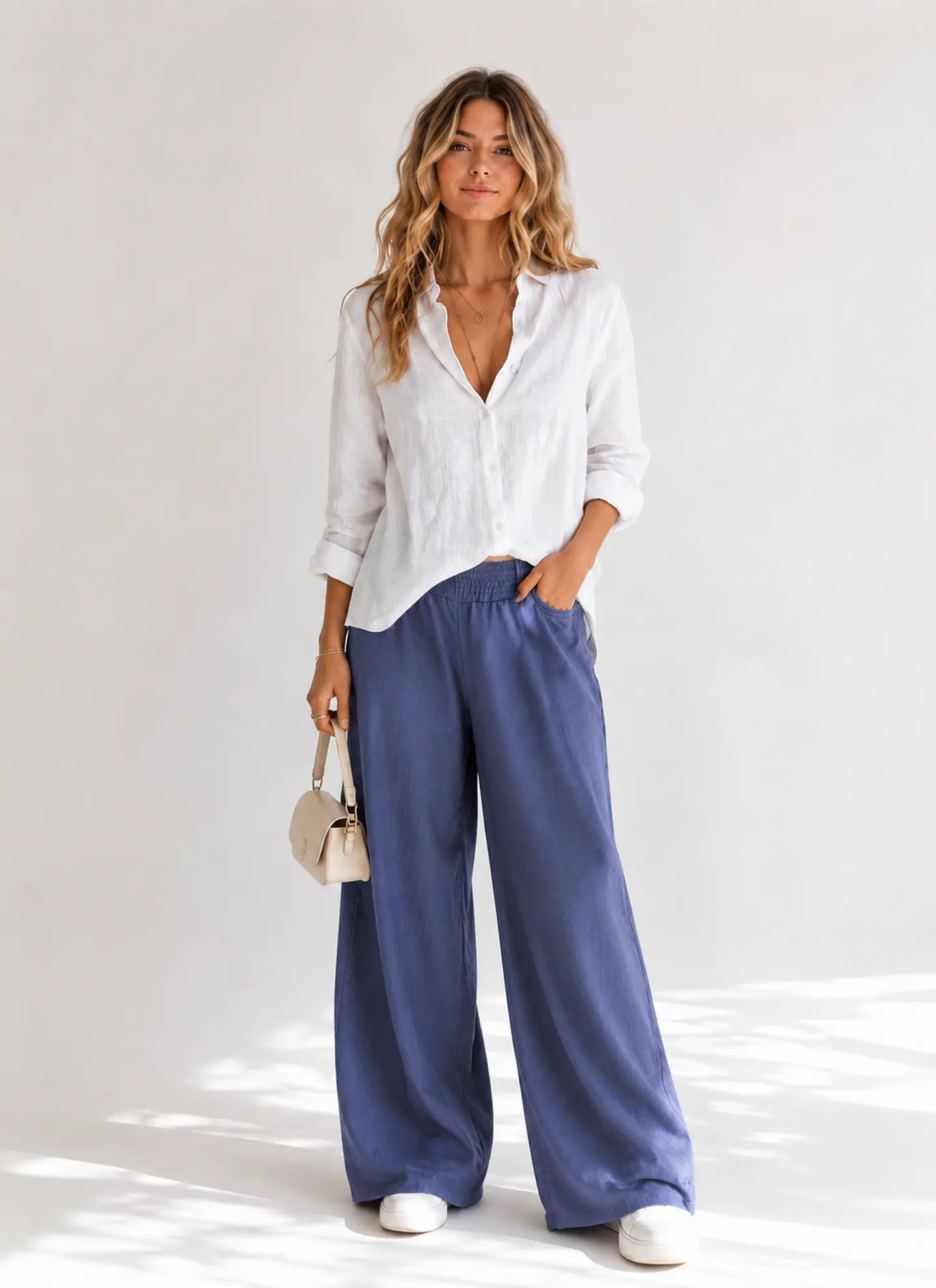 Pantalón Palazzo Paris Mujer Azul 5
