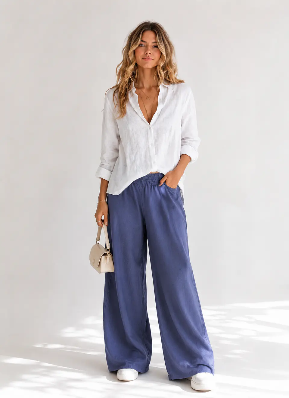 Pantalón Palazzo Paris Mujer Azul 5