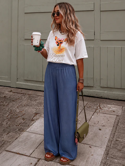 Pantalón Palazzo Paris Mujer Azul