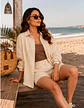 Conjunto Short Lino Amarillo Mujer | Talla S-M - Miniatura 3