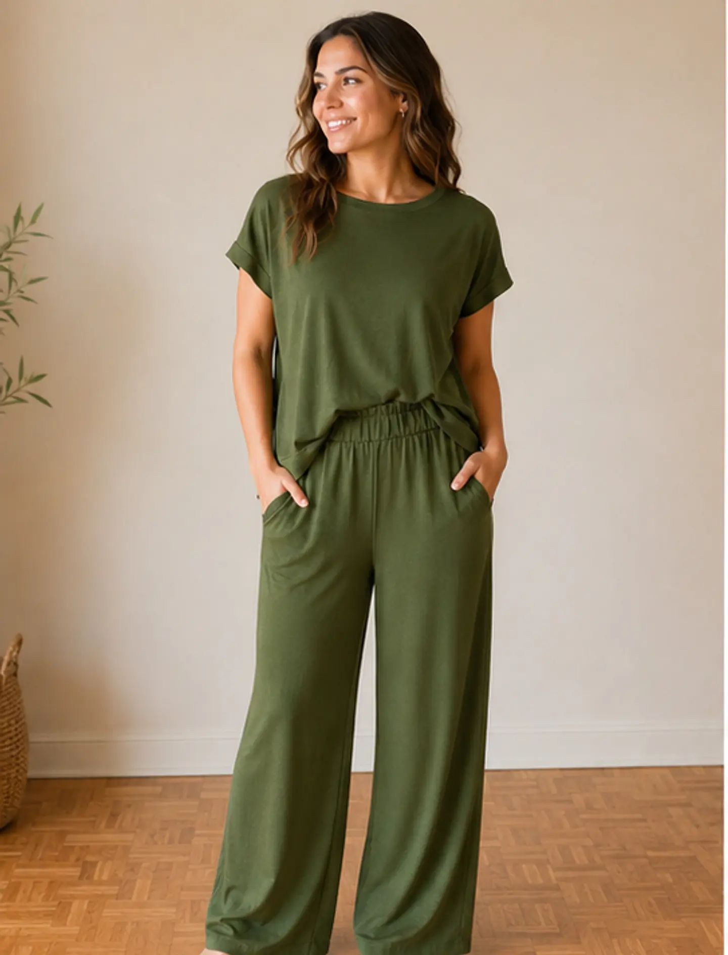 Conjunto Greta Mujer Viscosa Verde Musgo 1
