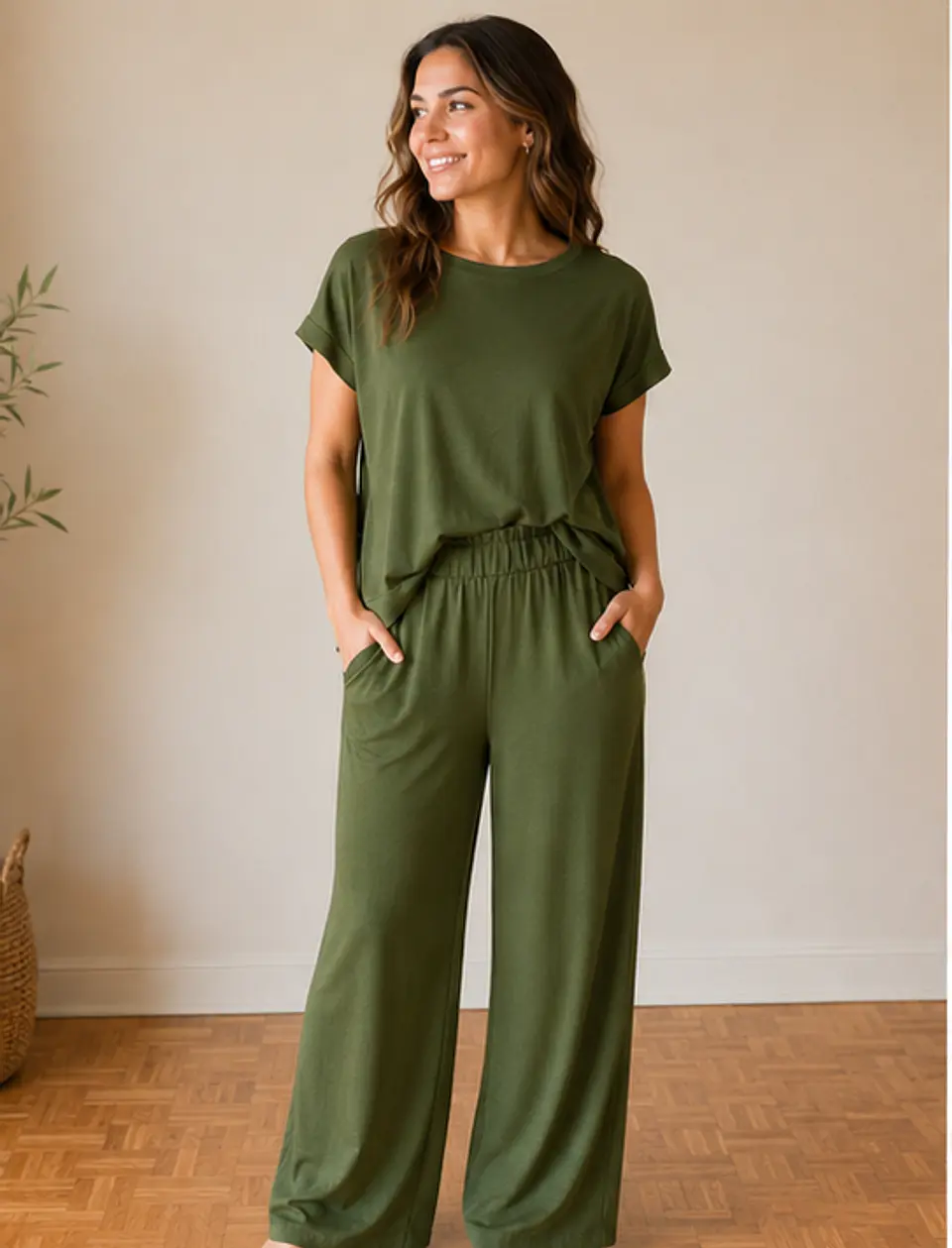 Conjunto Greta Mujer Viscosa Verde Musgo 1
