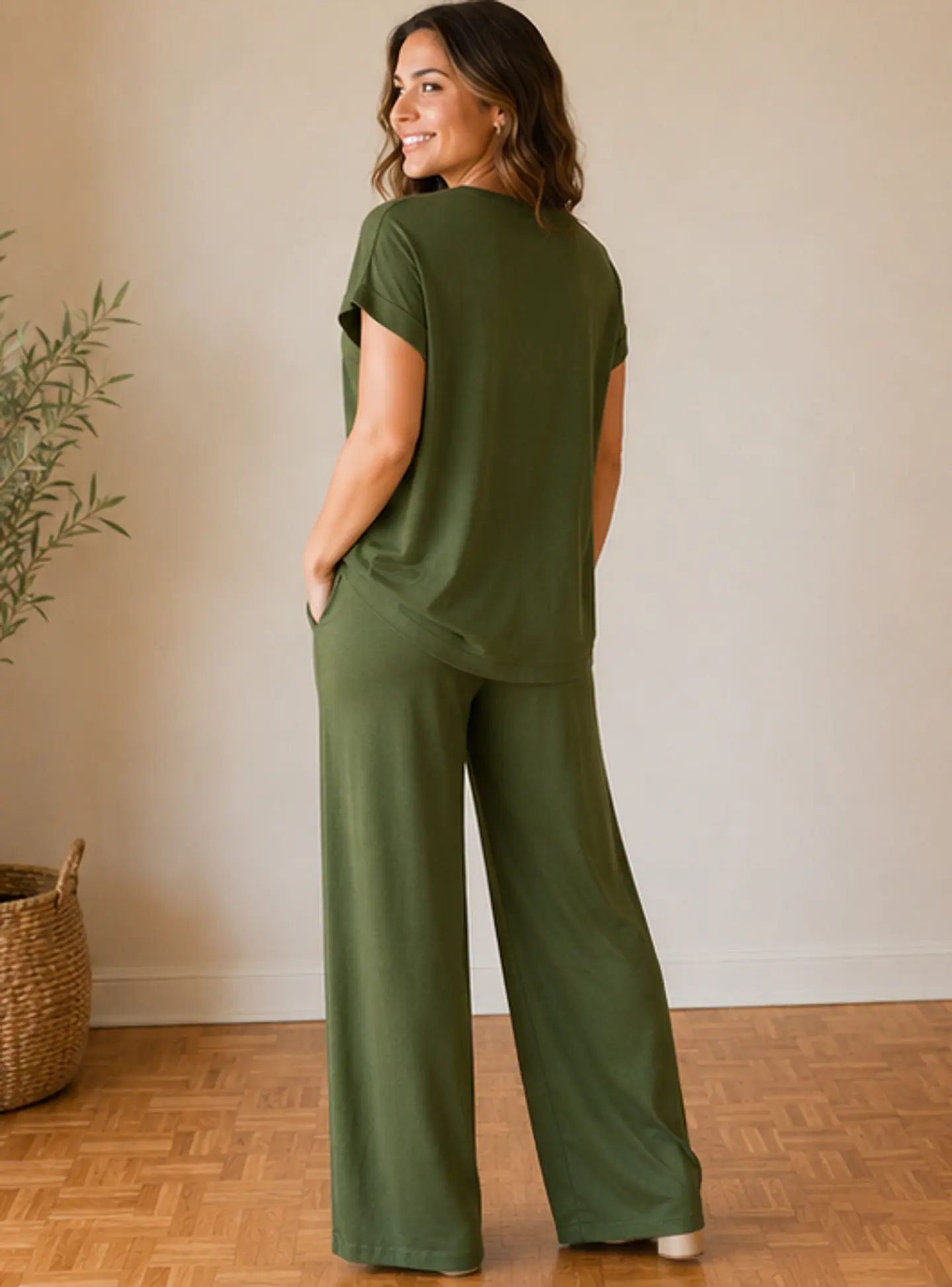 Conjunto Greta Mujer Viscosa Verde Musgo 6
