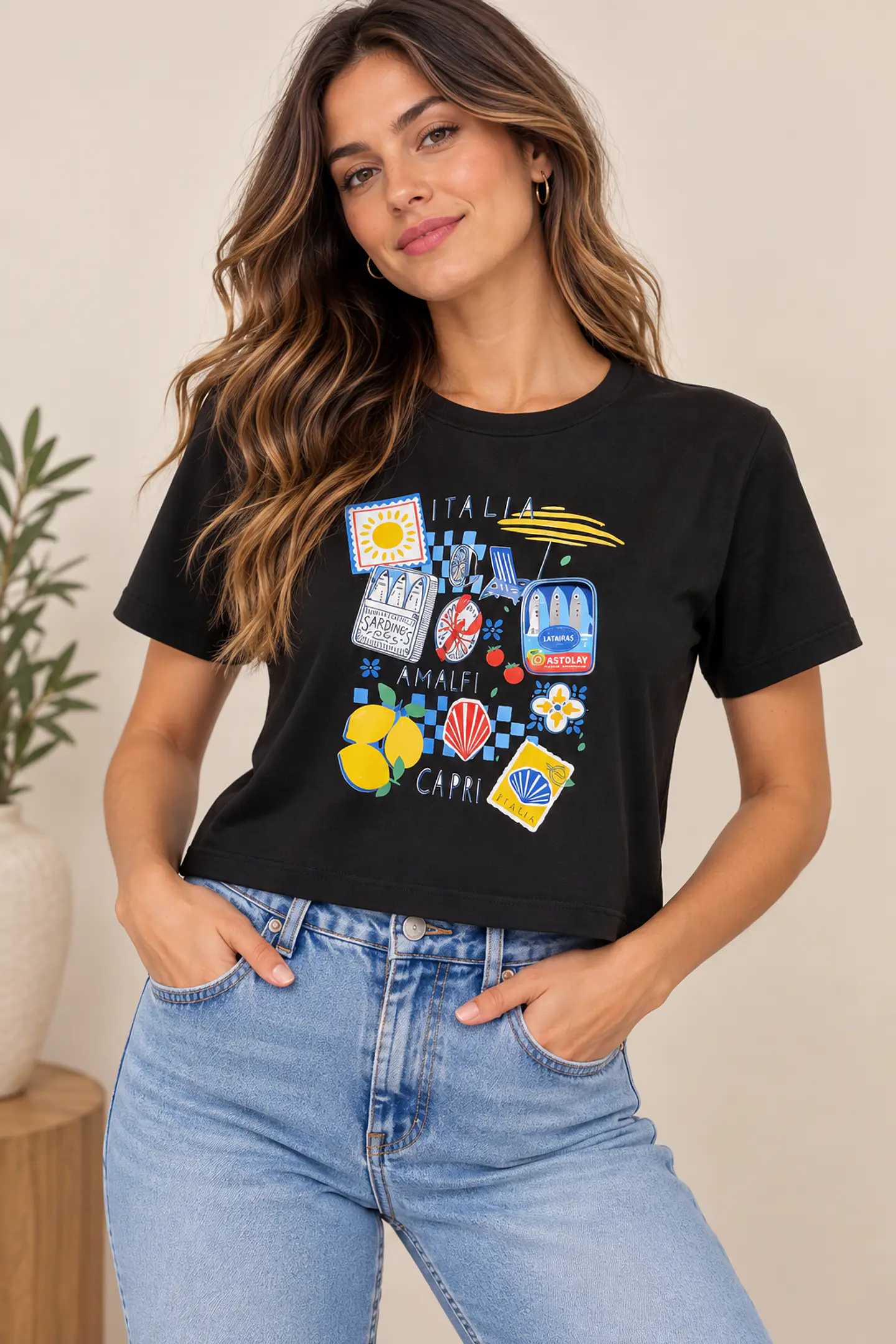 Polera Mujer de Viscosa Estampada | Talla Única 5