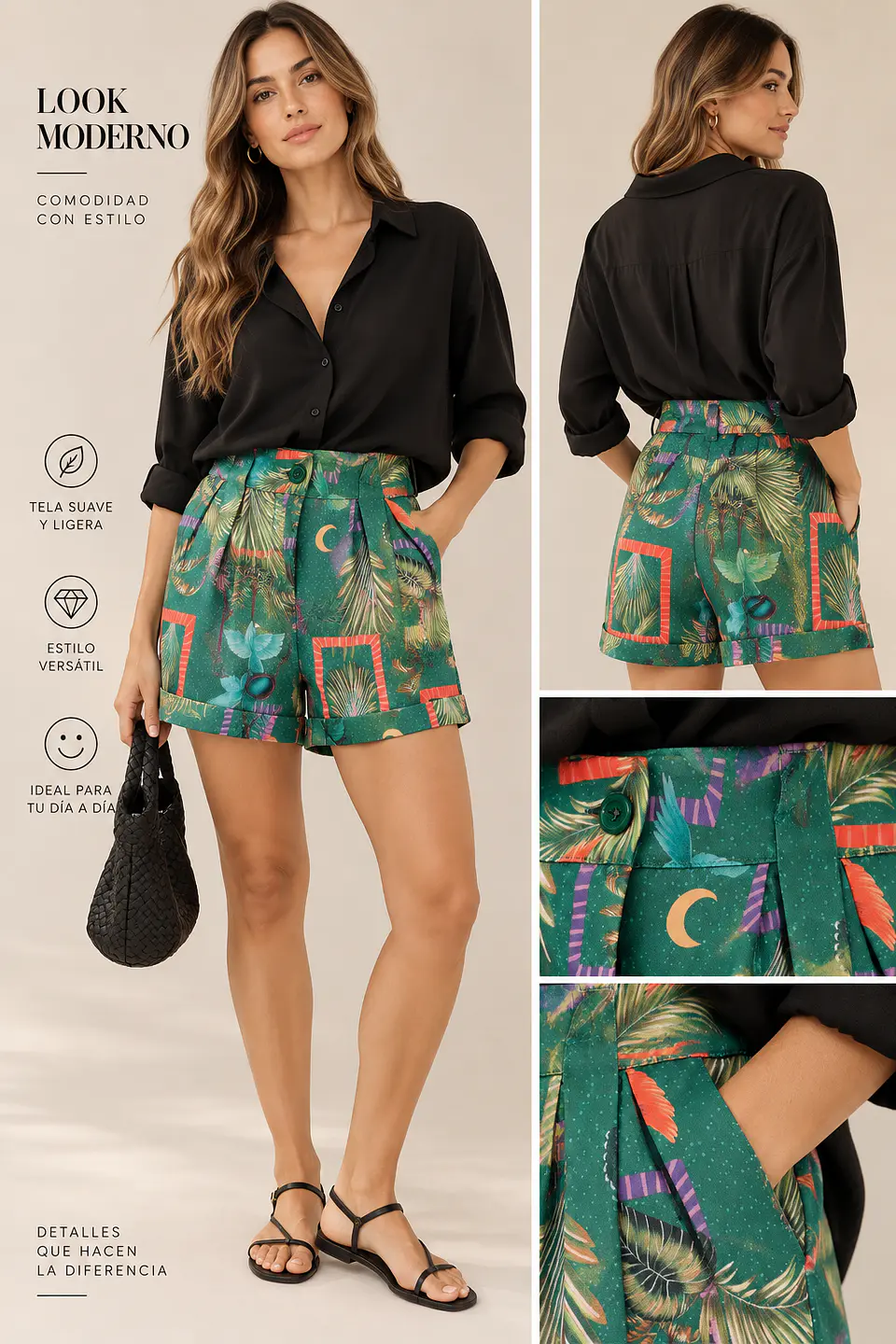 Short Mujer Estampado Tropical 2