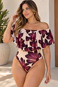 Body Mujer Floral Borgoña con Hombros Descubiertos - Miniatura 2