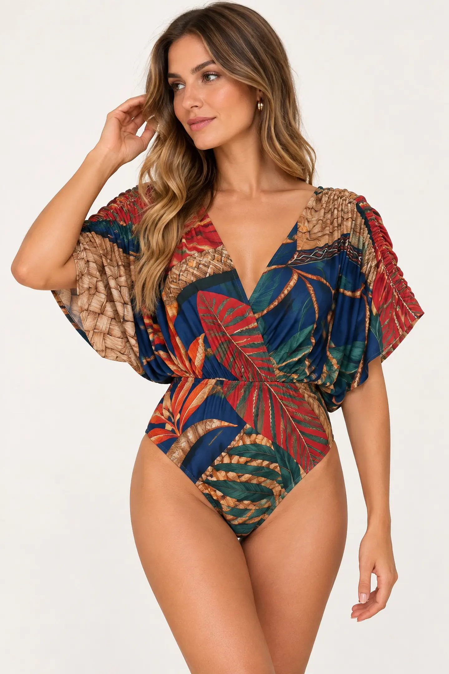 Body Mujer Estampado Tropical Azul Multicolor 1