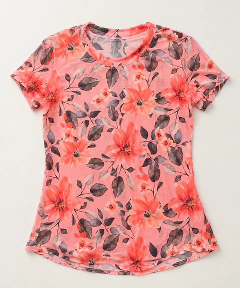 Polera Mujer Reluc Transparente Floral Rosa