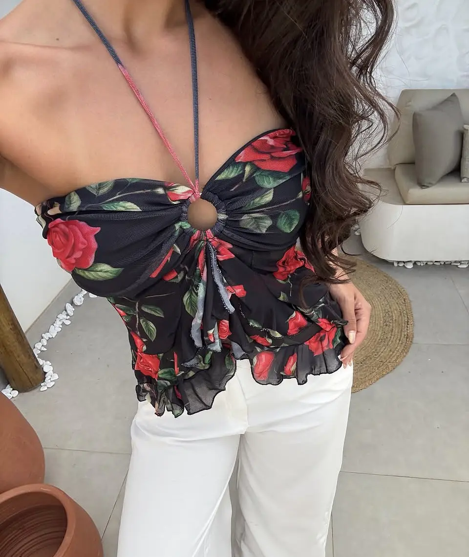 Top Mujer Estampado Rosas Transparencia  | Talla S-M 1