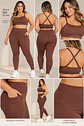 Conjunto Deportivo Mujer Café con Top y Calza | Talla GG 42-44 - Miniatura 3