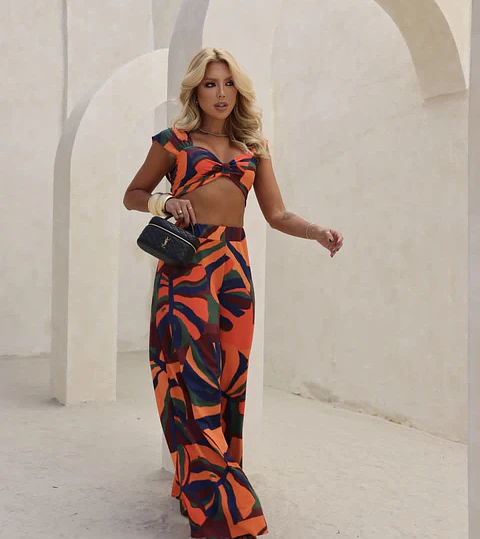 Conjunto Sofía Mujer Estampado | Top y Pantalón Palazzo