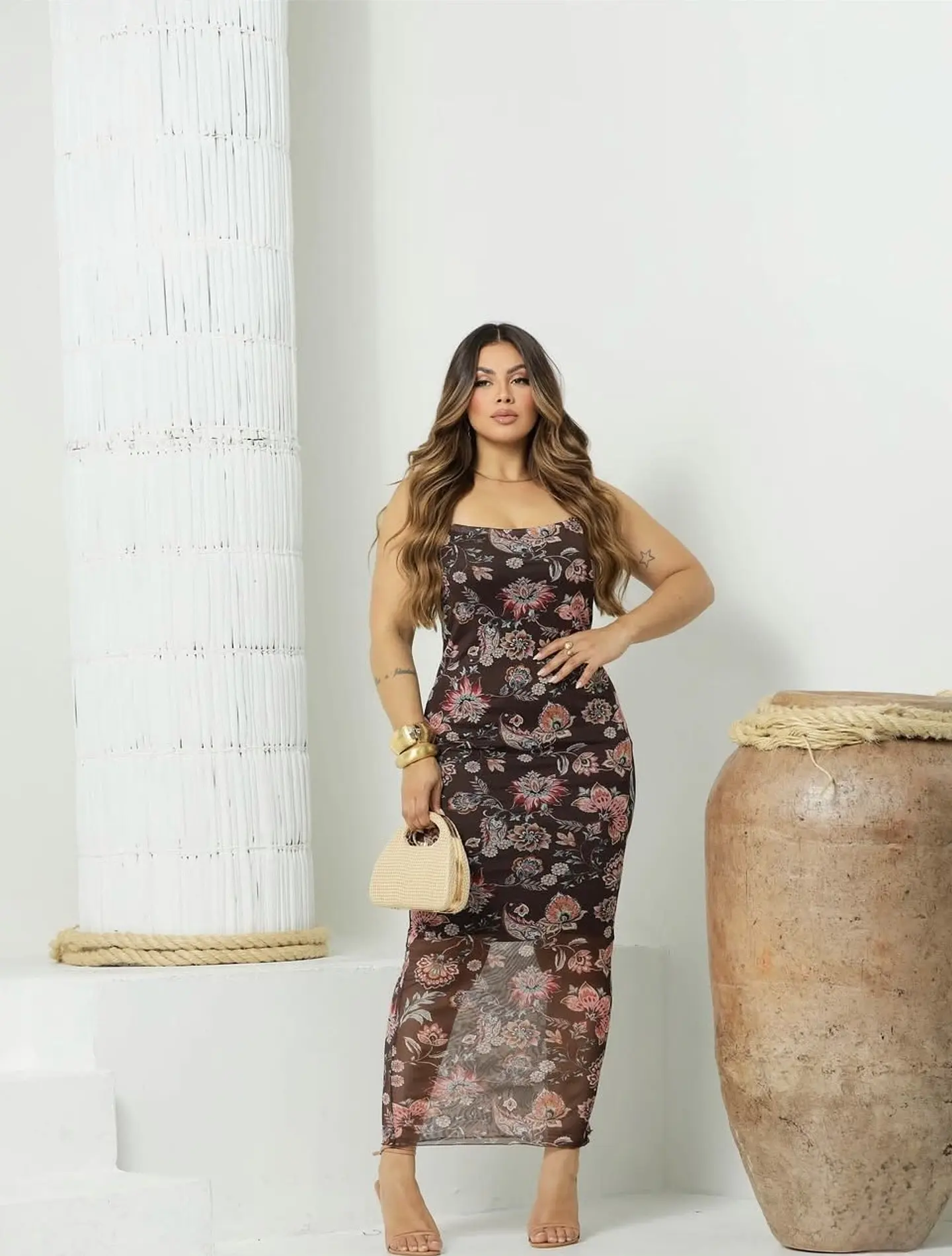 Vestido Venemar Transparencia Floral 1