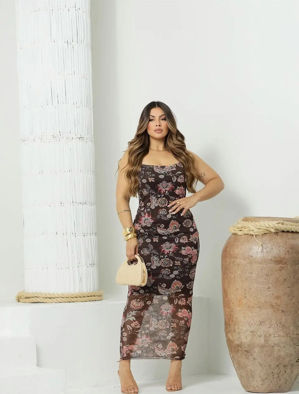 Vestido Venemar Transparencia Floral 1
