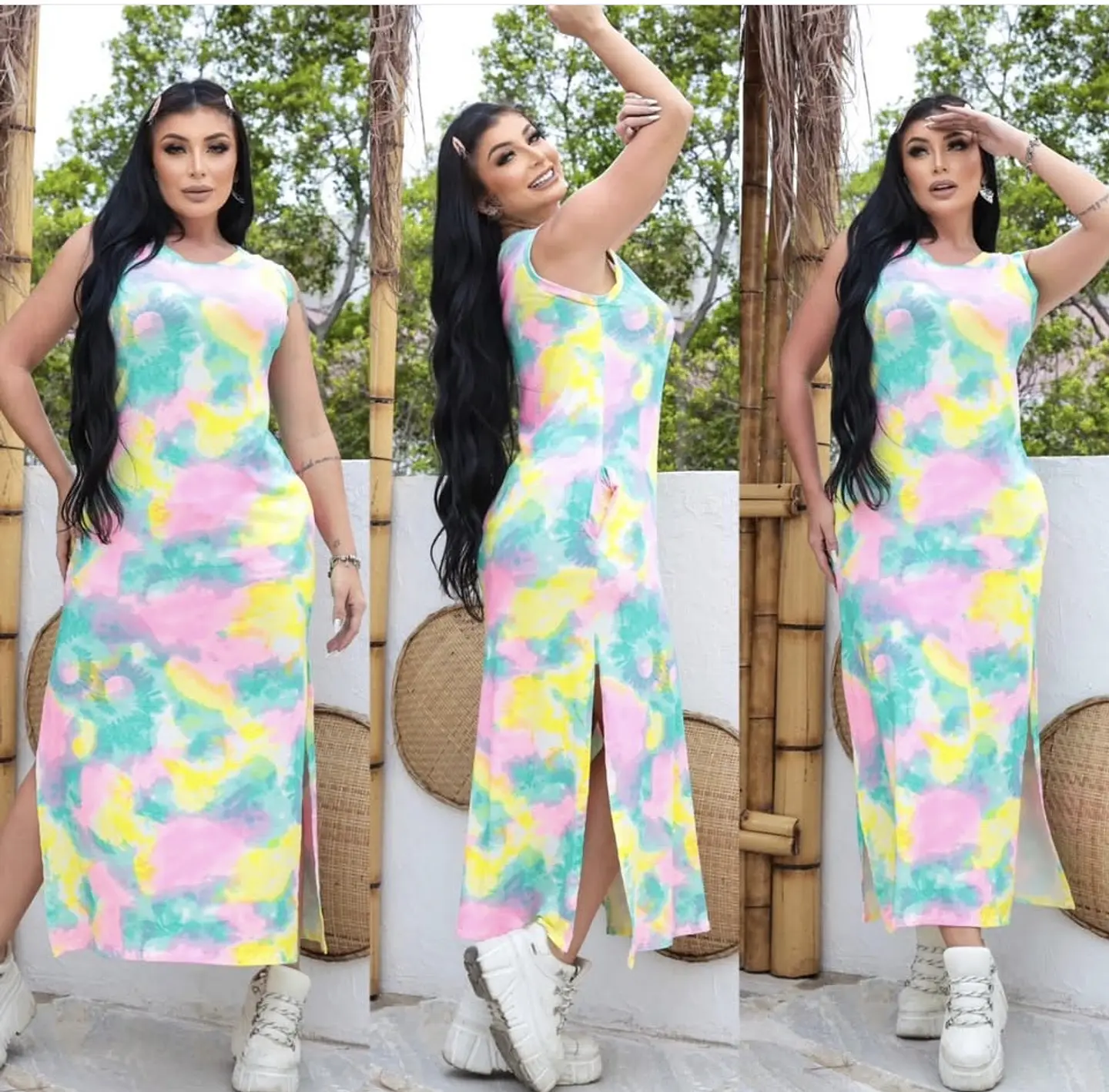 Vestido Gabriela Largo sin Mangas con Aberturas Laterales 2