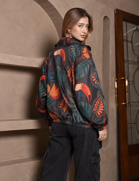 Cortaviento Tucán Estampado Tropical con Bolsillos | Talla Única