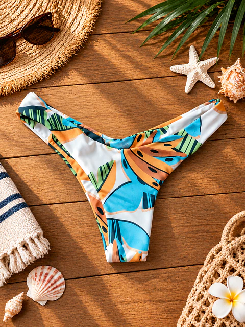 Bottom Bikini Mujer Líquido Estampado Tropical | Talla P (S)