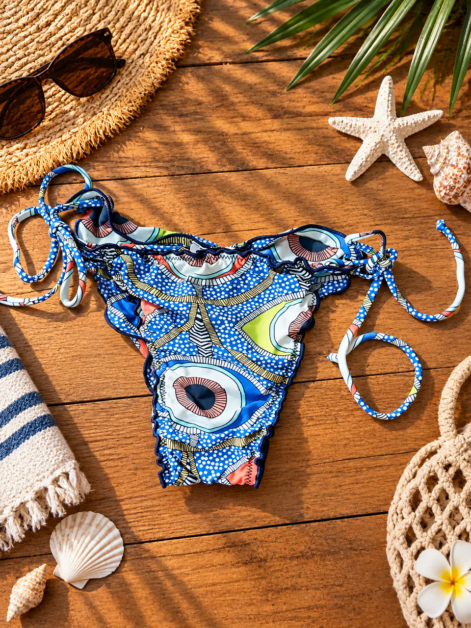 Bottom Bikini Mujer Líquido Estampado Azul | Talla M 1