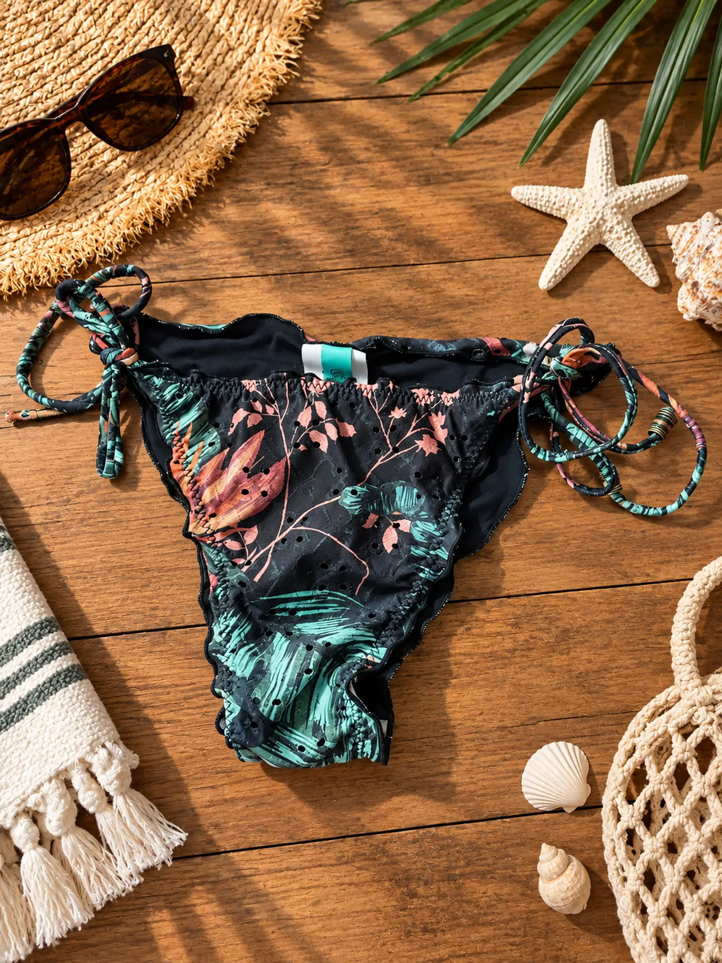 Bottom Bikini Mujer Líquido Negro Estampado | Talla GG (XL) 1