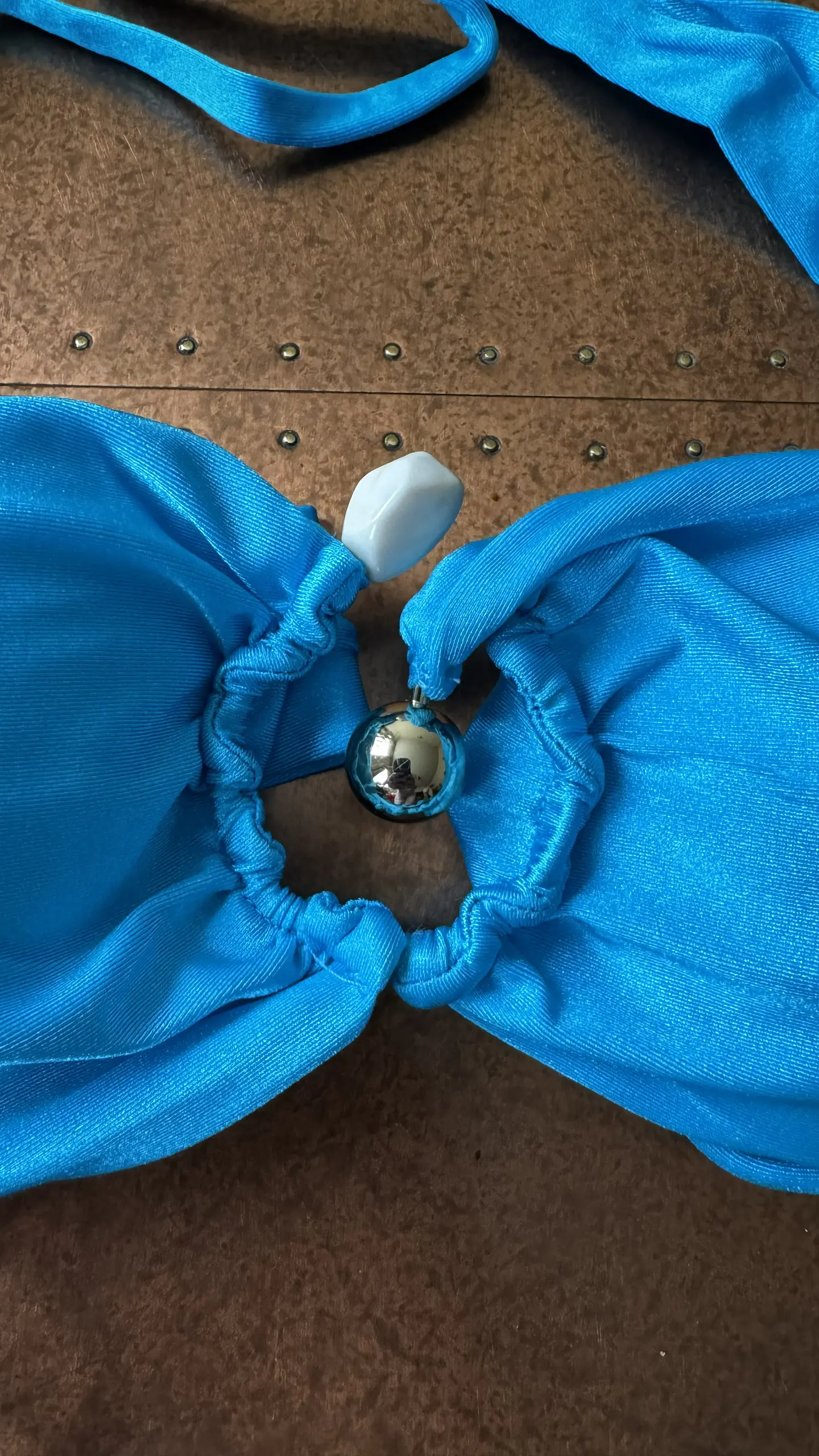 Bikini Mujer Turquesa con Detalle Central y Tiras | Talla P (S) 2