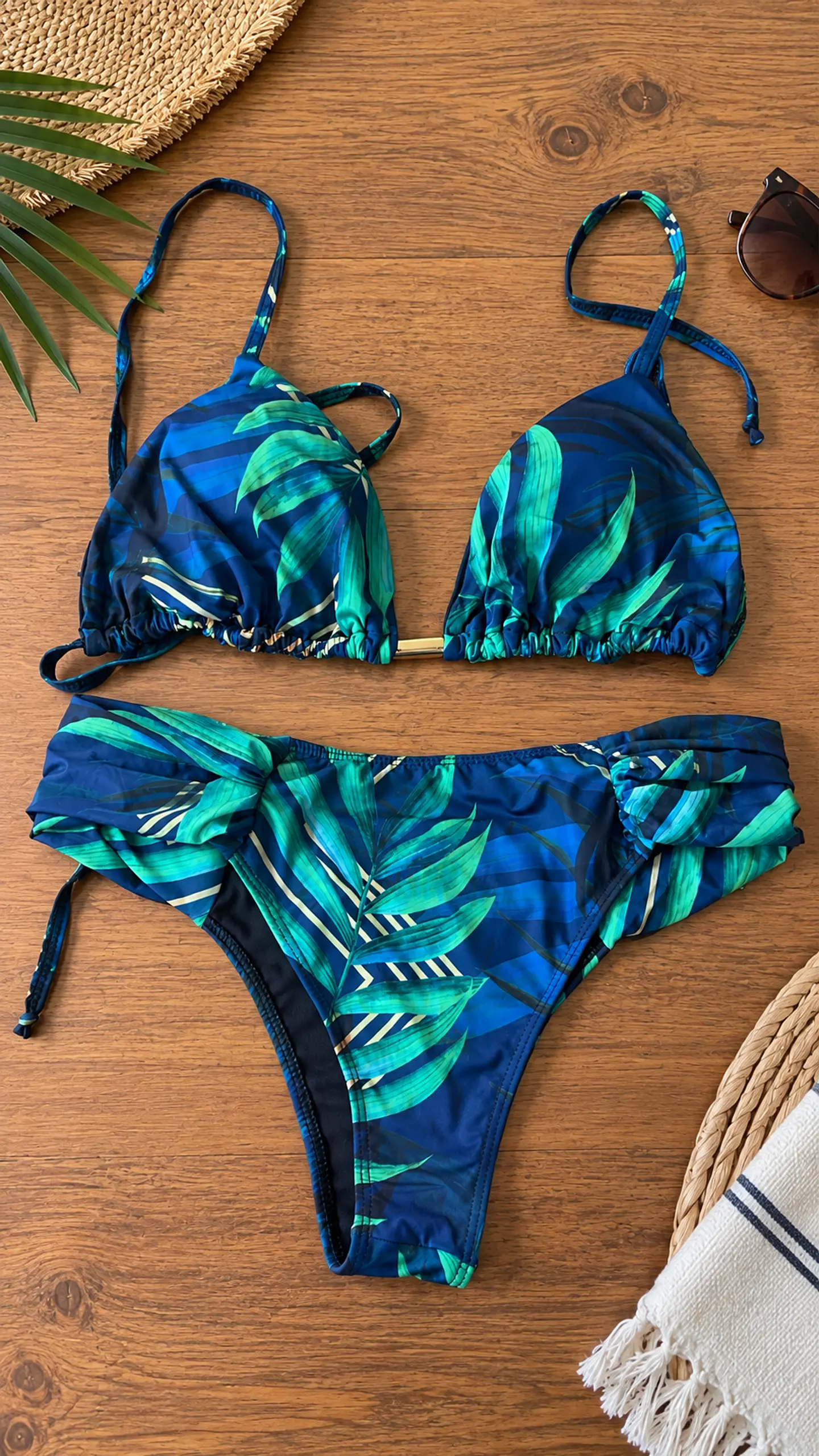 Bikini Mujer Estampado Tropical Azul y Verde | Talla GG (L-XL) 1