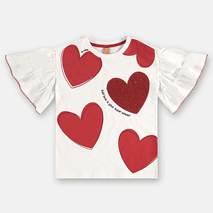 Polera vuelos y bermuda corazones Up Baby