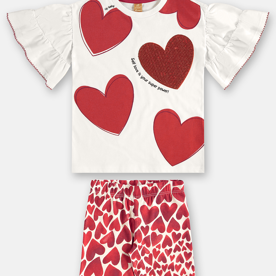 Polera vuelos y bermuda corazones Up Baby 2