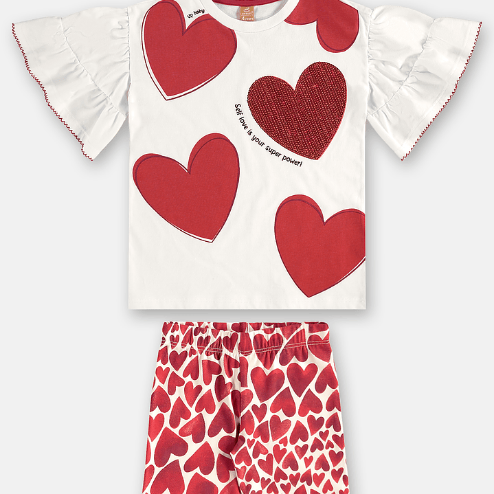 Polera vuelos y bermuda corazones Up Baby 2