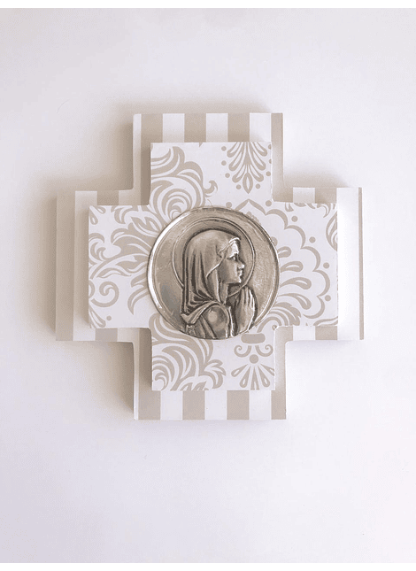 Cruz doble fondo Virgen Niña 14x14